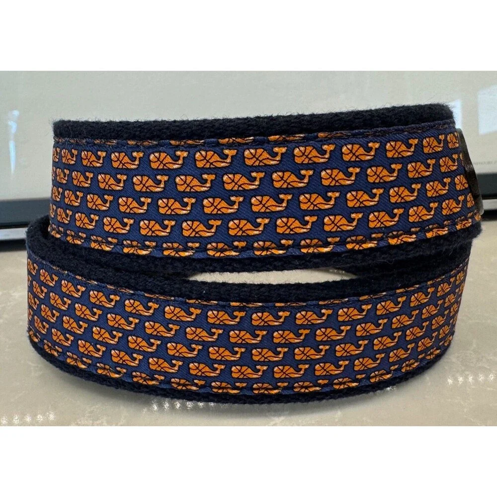 VINEYARD VINES - Basketball Whale Leather Canvas Belt - Size 26